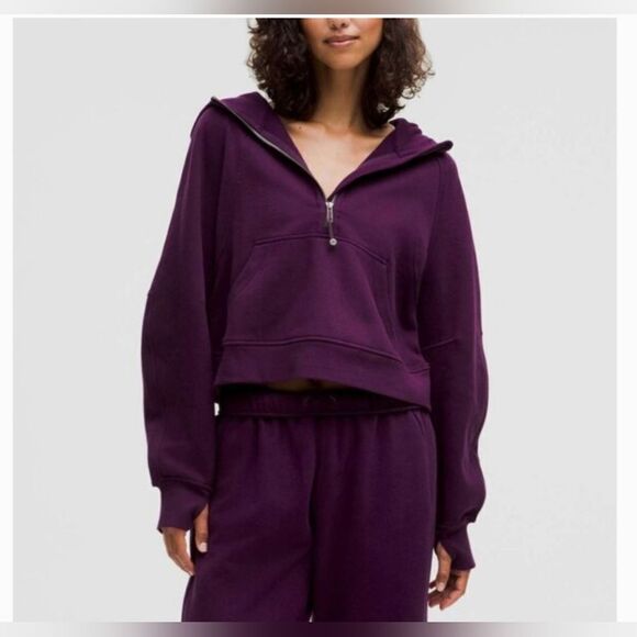 lululemon athletica Tops - Lululemon Women's Oversized Crop Dramatic Magenta Full Zip Hoodie